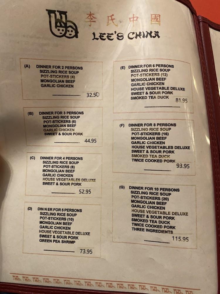 Lee's China Restaurant Menu image 4